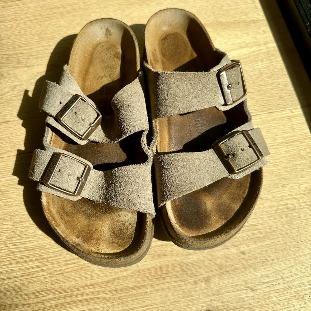 [Sold on Ebay] Suede Birkenstock Arizonas in Taupe